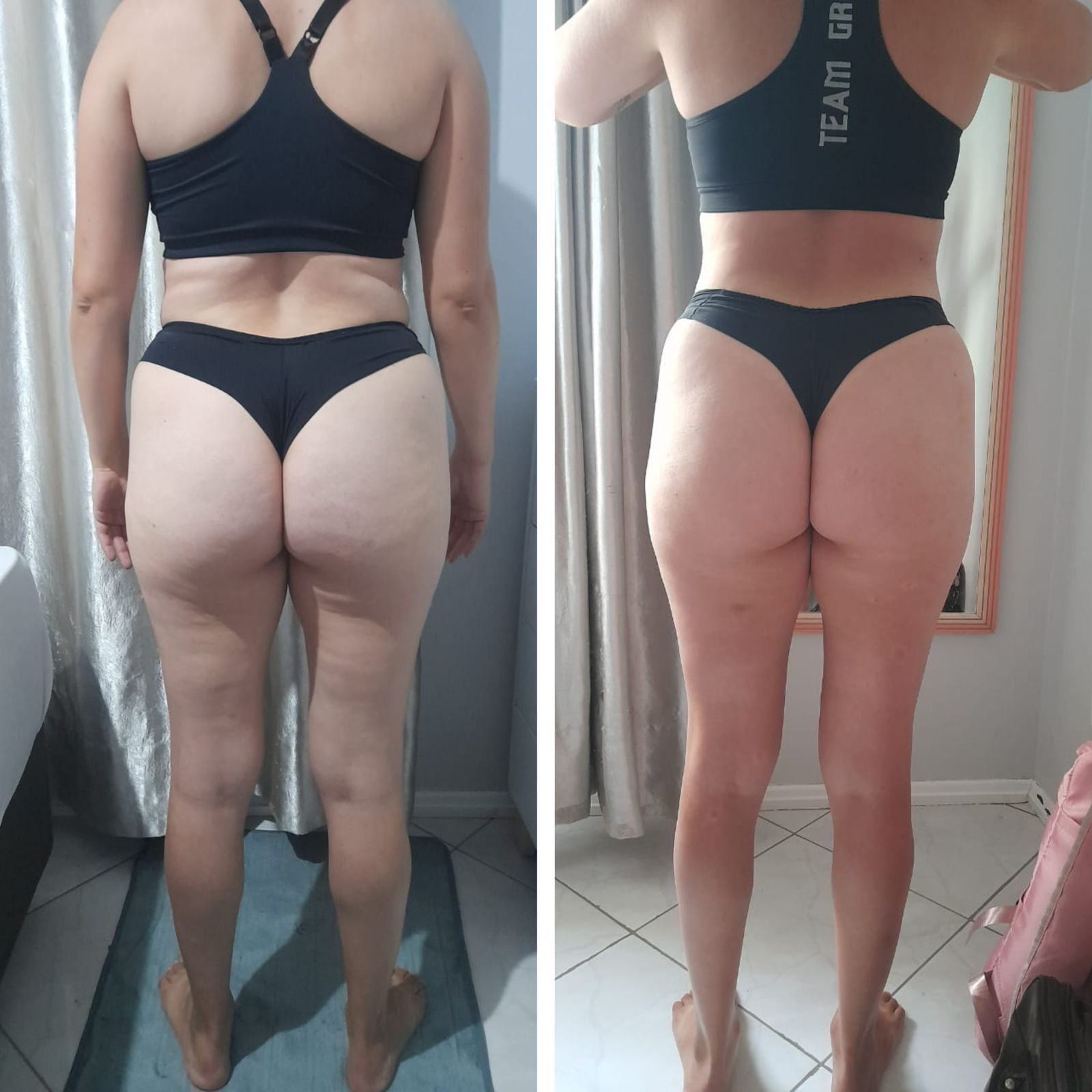 Comparativo antes e depois, vista posterior